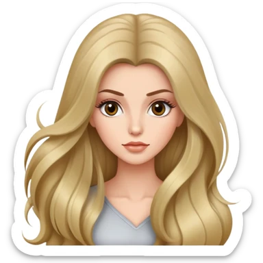 Beautiful woman with a blowout, super long hair, and lashes sticker