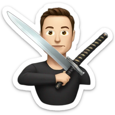 Elon Musk with a katana sticker