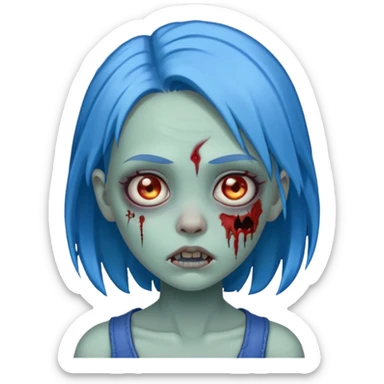 girl zombie with blue hair sticker