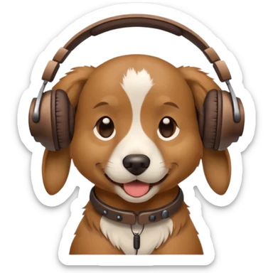 dog with headphones sticker