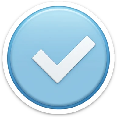 Circulo azul claro con chulito blanco en medio  sticker