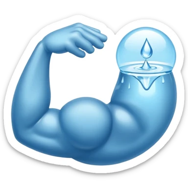Drop of water shaped like a single flexed bicep sticker