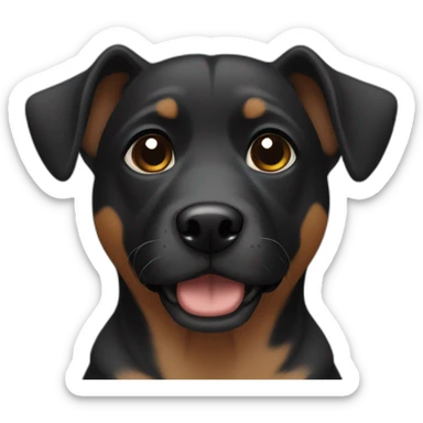 Black small mixed breed dog with down turned ears and brown face accents sticker