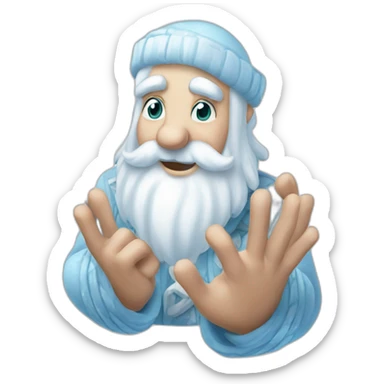 cool Father Frost hands Rock sign sticker