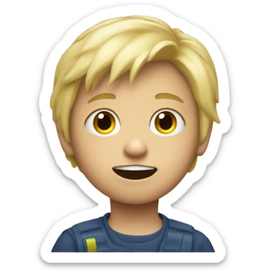 Little blonde boy playing video games sticker