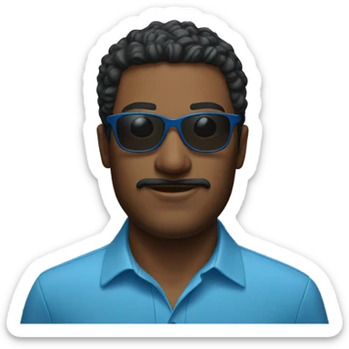 blue shirt portrait of man with sunglasses sticker