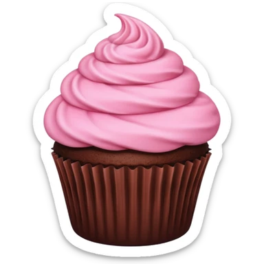 chocolate cupcake with pink icing, minimal, clean sticker