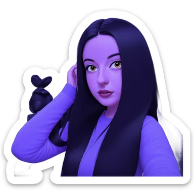 black haired girl portrait sticker