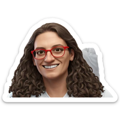 smiling boy with red glasses sticker