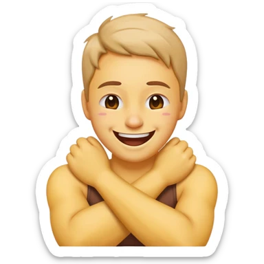 arms crossed holding neck laughing emoji but also kinda grossed out sticker