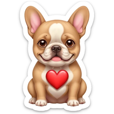 French bulldog with heart ears sticker