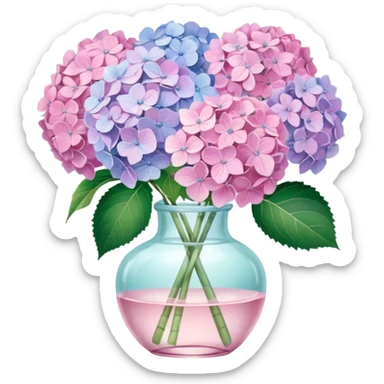 Pink Pastel Aesthetic Hydrangeas In A Vintage Vase sticker