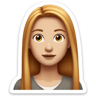 red straight middle part hair white girl with hazel eyes sticker