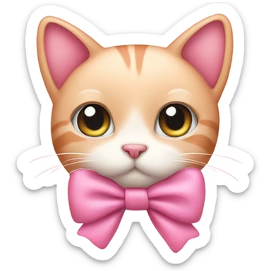 Cute, pink cat with a bow sticker