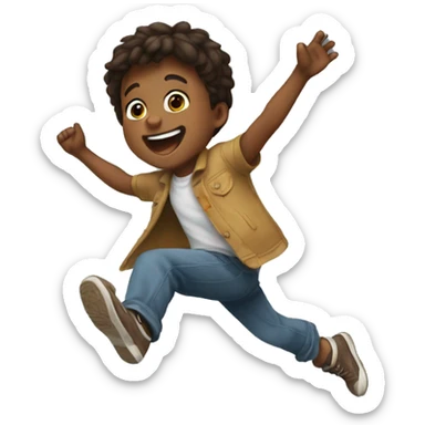 Little boy jumping with joy sticker