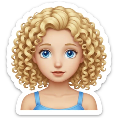 Blonde girl with curly hair and blue eyes sticker