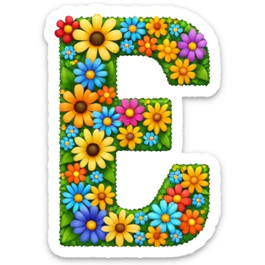 number 7 made of colorful flowers, emoji style sticker