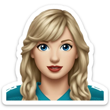 taylor swift in chiefs jersey blue eyes sticker