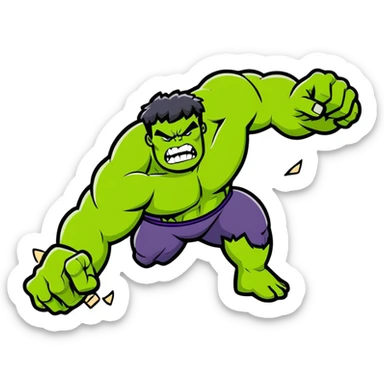 hulk superhero smashing sticker