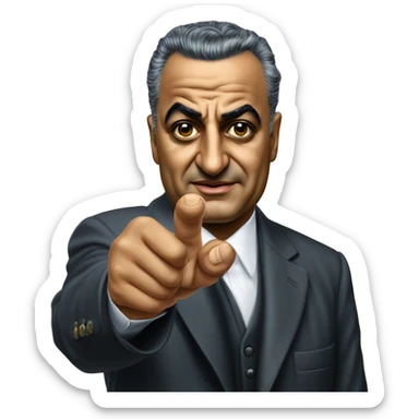 Gamal Abdel Nasser photorealistic points a finger sticker