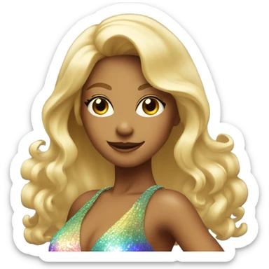 Dancing salsa blonde girl in an iridescent dress sticker
