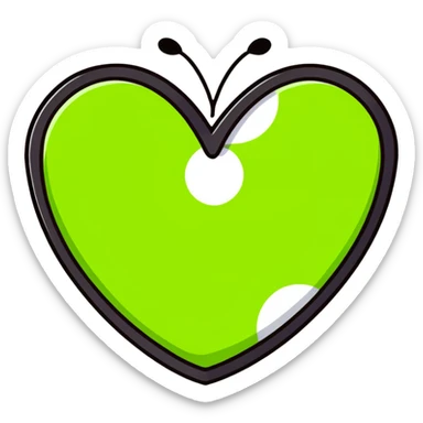 heart shape made with tennis ball material, green fuzzy felt with white curved lines sticker