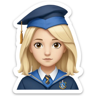 Gemma Padley is Penelope Clearwater in harry potter, wear hogwarts Ravenclaw uniform, blonde hair, brown eyes sticker