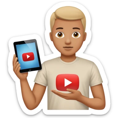 ipad, on the screen is a youtube video with a man on it sticker
