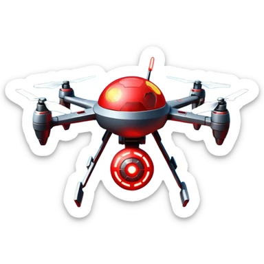 flying orb shaped futuristic targeting drone acquires target and paints with laser. sci-fi war sticker
