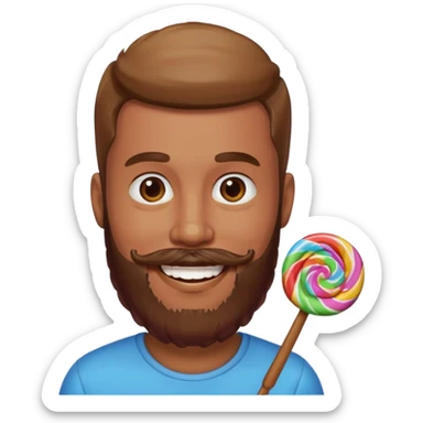 guy with beard made out of candy sticker