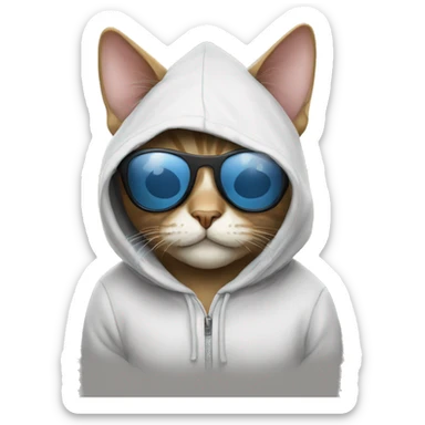 Cat with a hoodie and sun glasses  sticker