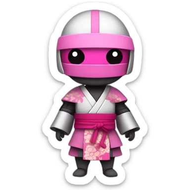 robo ninja avec un kimono et bandeau rose sticker