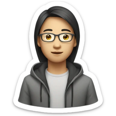 asian teen software engineer in a tech startup sticker