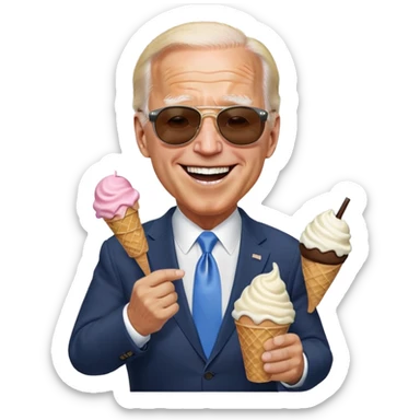 Joe Biden  laughing sunglasses ice cream suit sticker