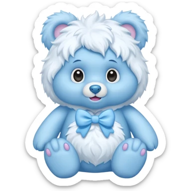 blue girl care bear yeti with bow sticker