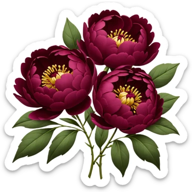 Burgundy peonies bouquet  sticker