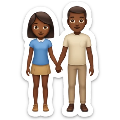 Tall darkskin man holding hands with brown girl  sticker