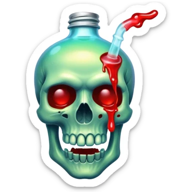 A creepy energy serum in the style of your bleeding skull art. sticker