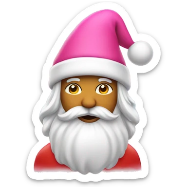 Santa with pink hat + rainbow on the background sticker