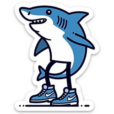 Shark with legs wearing blue Nike shoes sticker