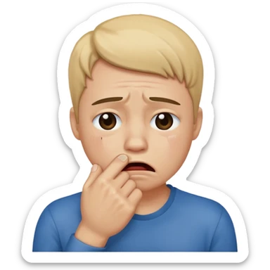 Crying face with fist over mouth sticker