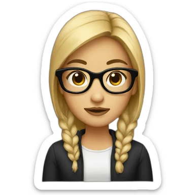 A girl with dark square glasses sticker