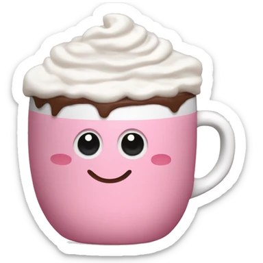 Hot chocolate with whipped cream in a pink mug sticker
