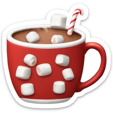 christmas red mug of hot chocolate with marshmallows  sticker