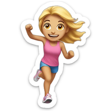 happy girl run sticker