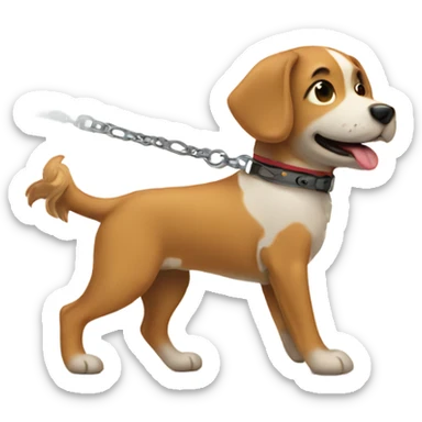 Dog on leash sticker