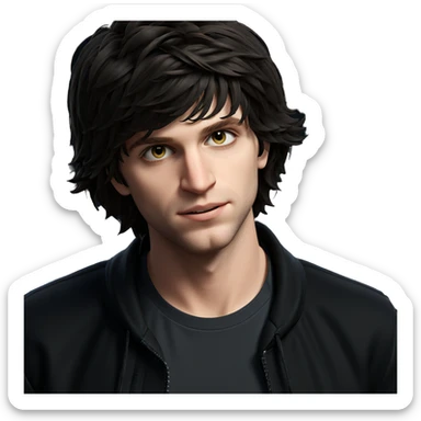 smiling boy in black jacket sticker