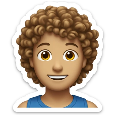 Sesame seed with curly brown hair and blue eyes sticker