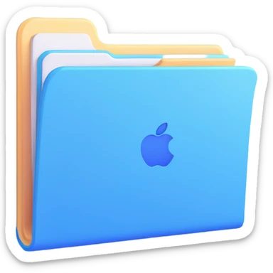 exact default Mac OS folder icon with tab design in light pastel blue color sticker
