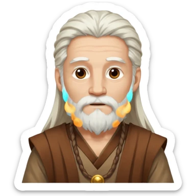 Pan, God of the Wild from Gods and Goddesses with long white hair and beard, brown outfit sticker